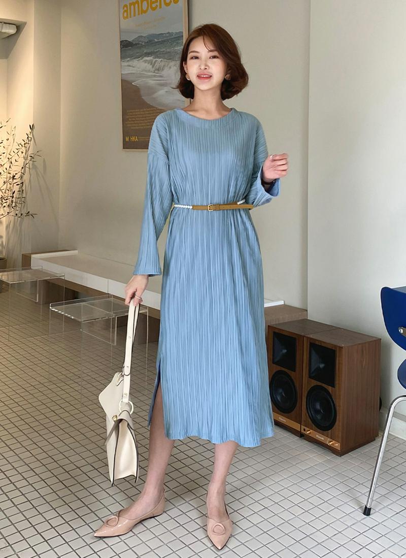 プリーツスリットワンピース・全3色