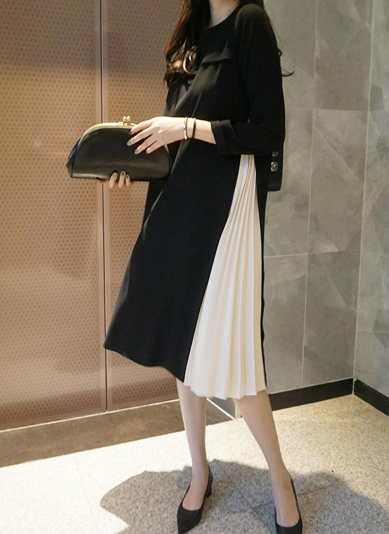 サイド配色プリーツワンピース