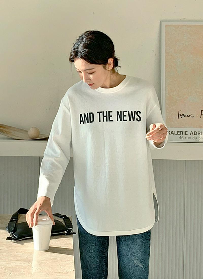 ラウンドヘムレタリングTシャツ