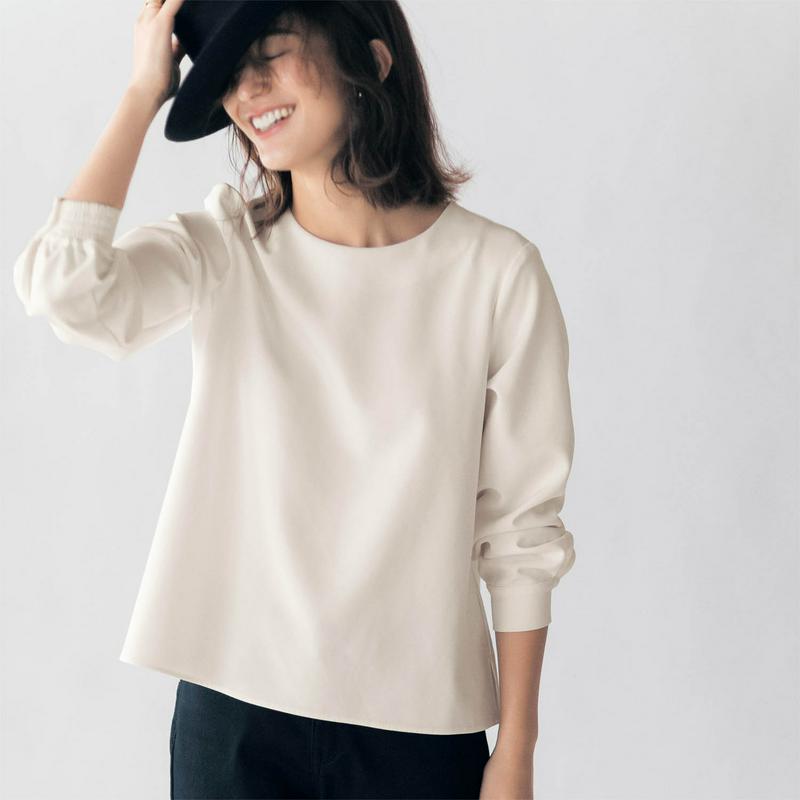 【ＳＴＹＬＥ　ＳＮＡＰ掲載】ストレッチブラウス【汚れにくい白】