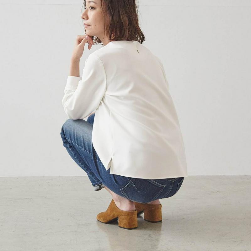 【ＳＴＹＬＥ　ＳＮＡＰ掲載】ストレッチブラウス【汚れにくい白】