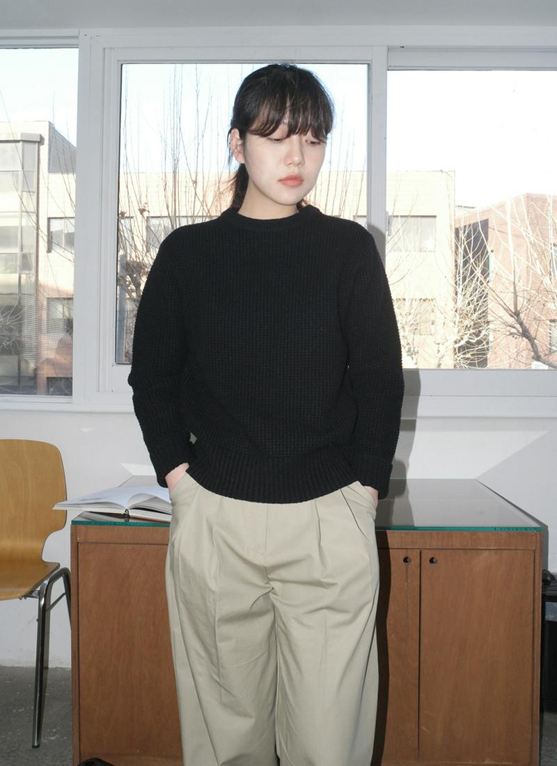 カシミヤ混ワッフルニット