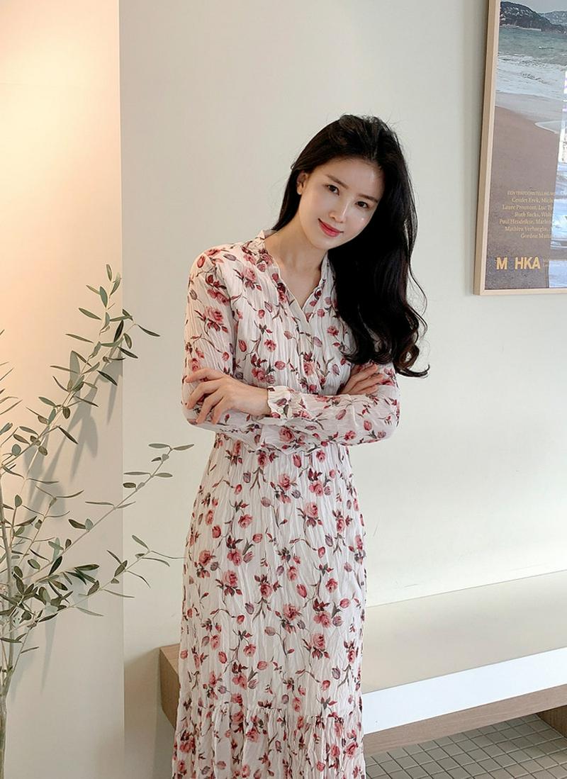 リンクルフラワーワンピース