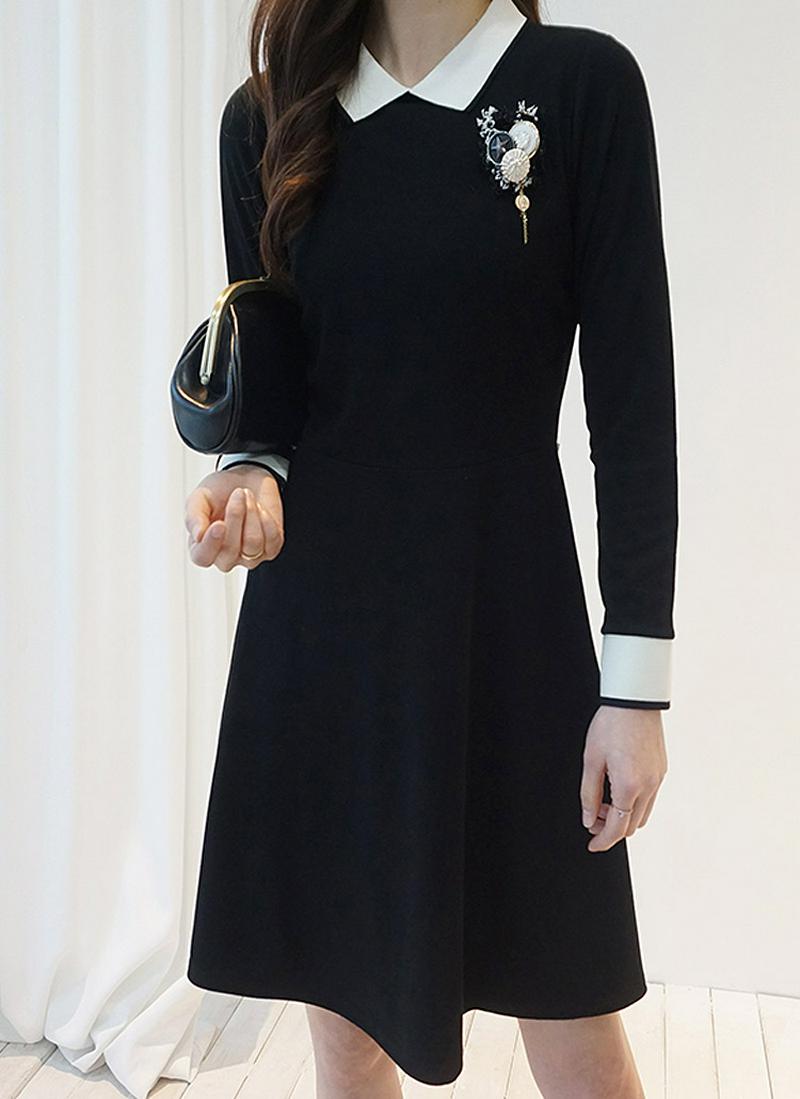 コントラストカラーワンピース