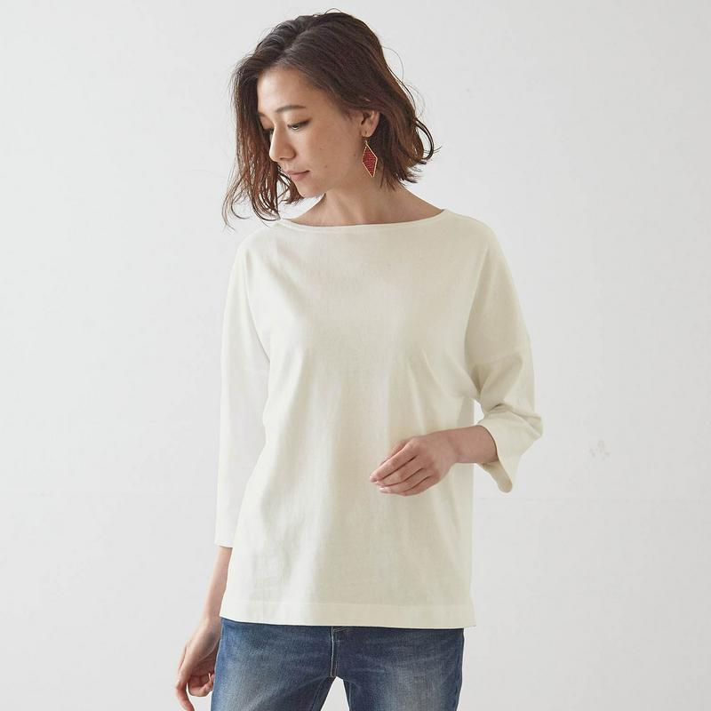 【ＳＴＹＬＥ　ＳＮＡＰ掲載】コットン１００％ドロップショルダーカットソープルオーバー【汚れにくい白】