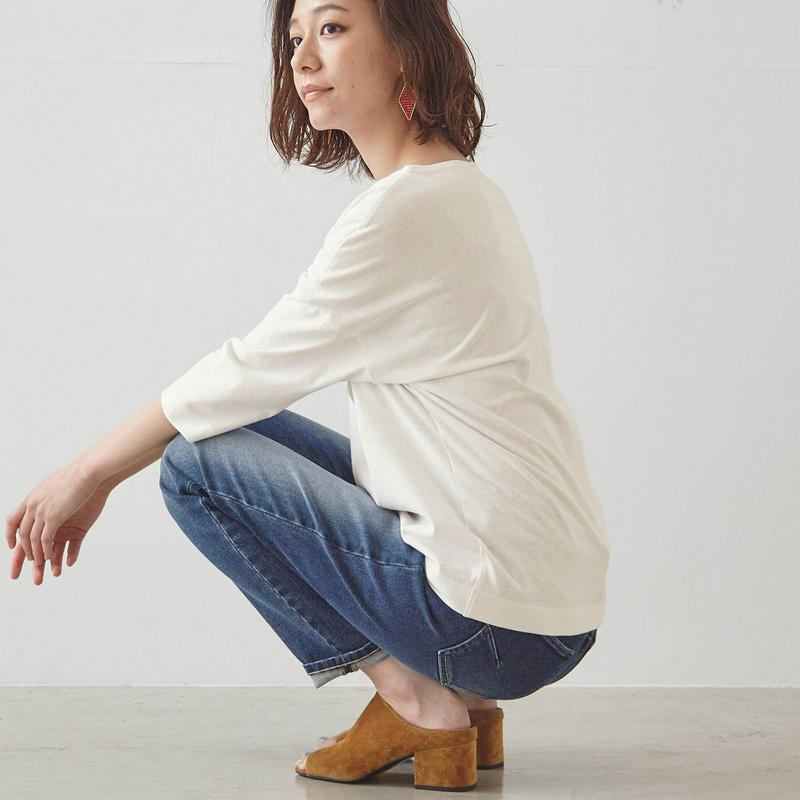【ＳＴＹＬＥ　ＳＮＡＰ掲載】コットン１００％ドロップショルダーカットソープルオーバー【汚れにくい白】