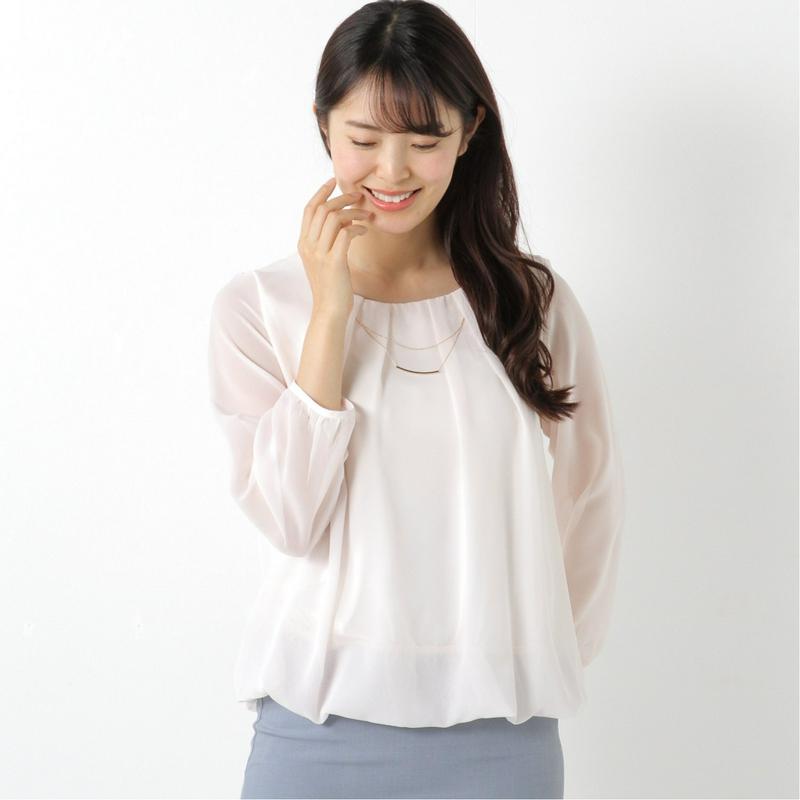シフォンネックレス付プルオーバー【大人気商品】【Ｍ～３Ｌ】