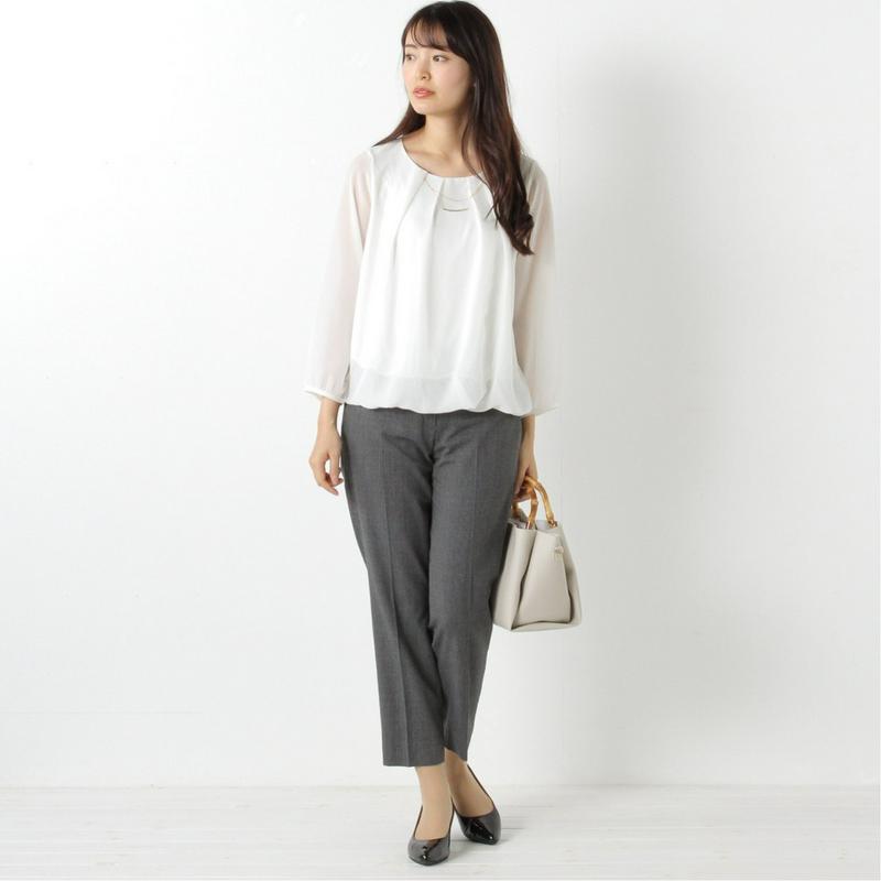 シフォンネックレス付プルオーバー【大人気商品】【Ｍ～３Ｌ】