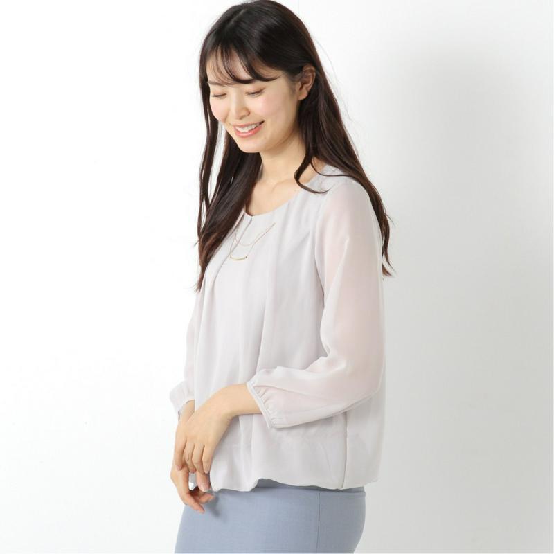 シフォンネックレス付プルオーバー【大人気商品】【Ｍ～３Ｌ】