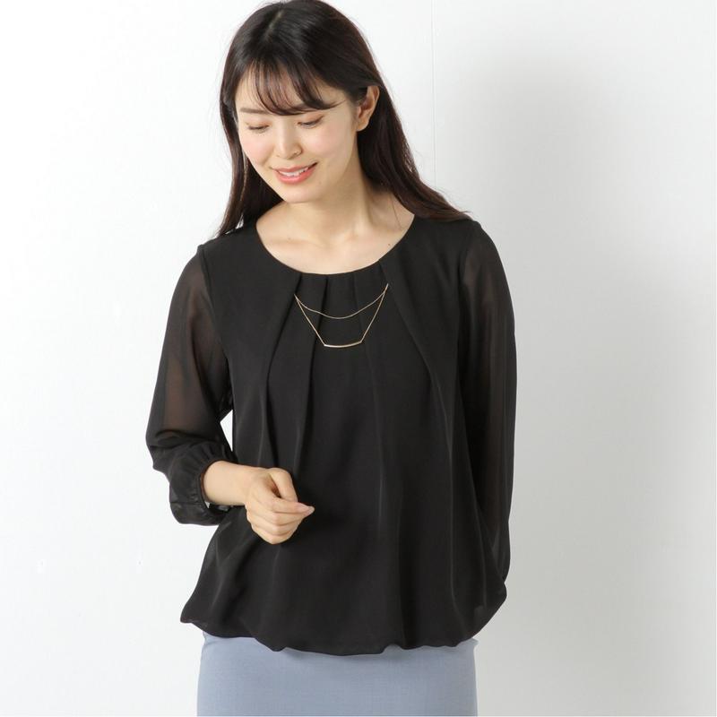シフォンネックレス付プルオーバー【大人気商品】【Ｍ～３Ｌ】