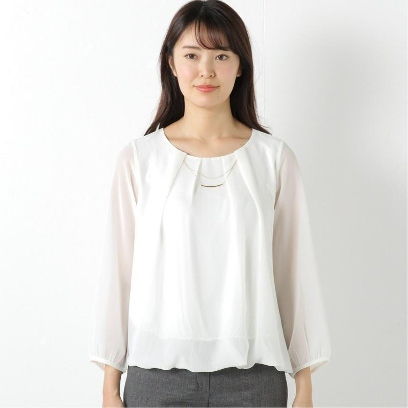 シフォンネックレス付プルオーバー【大人気商品】【Ｍ～３Ｌ】