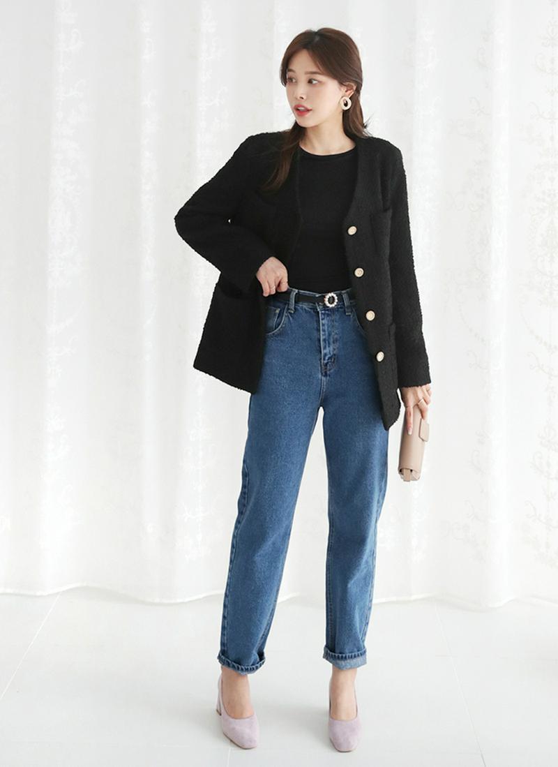 ゴールドボタンツイードジャケット・全2色