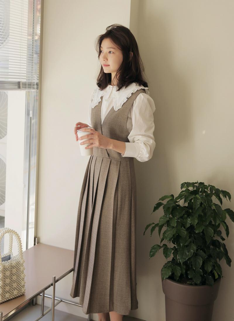 プリーツカシュクールワンピース