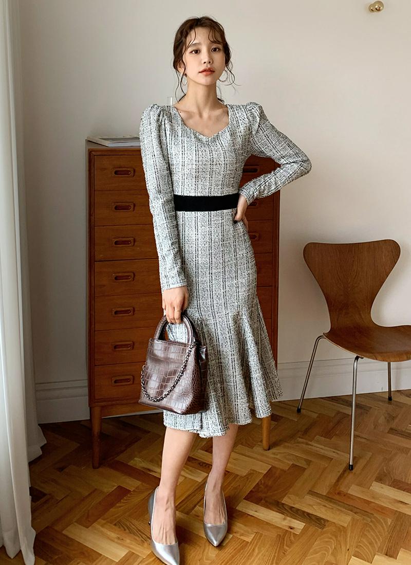 ツイードマーメイドワンピース・全2色