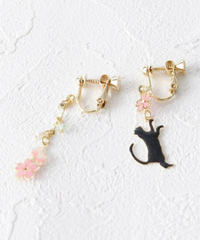 桜猫モチーフイヤリング