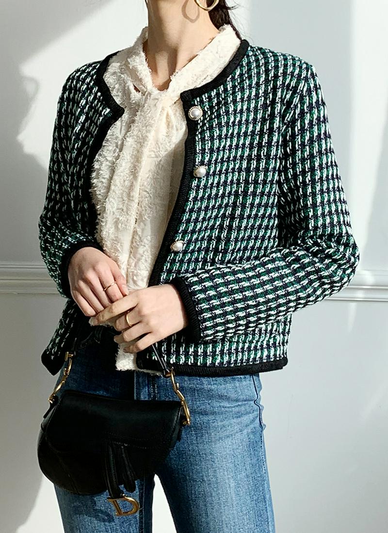 パールボタンツイードジャケット・全2色