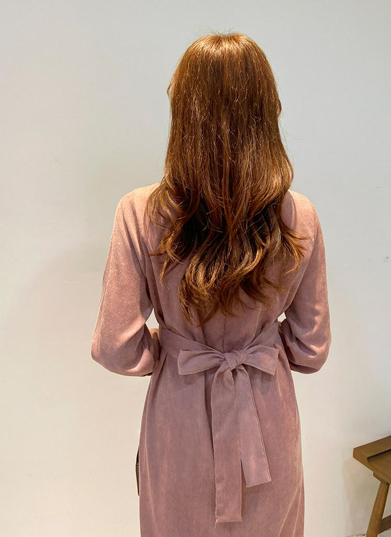 スエード風バックリボンワンピース