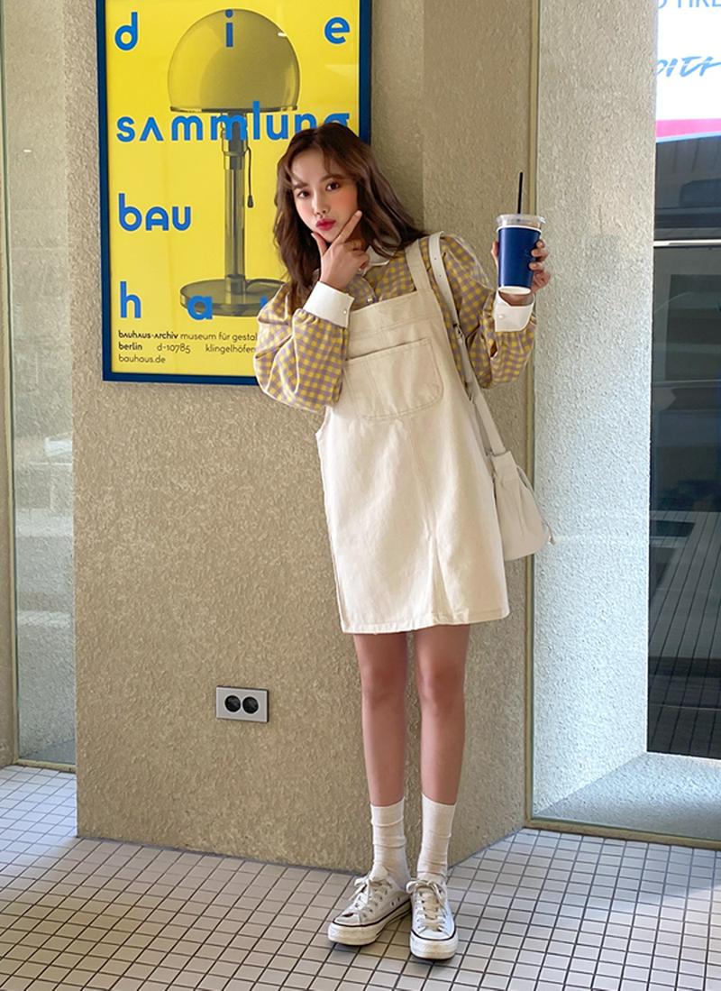 フロントポケットサロペットワンピース