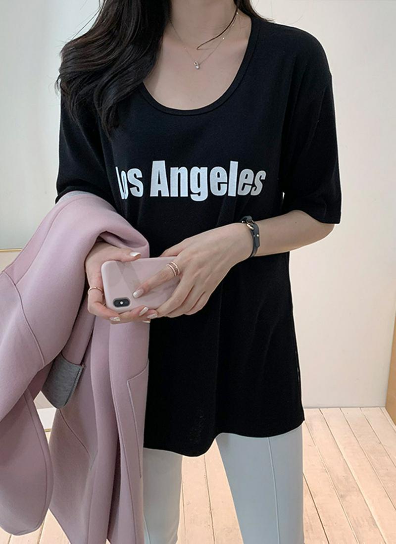 LAレタリング半袖Tシャツ