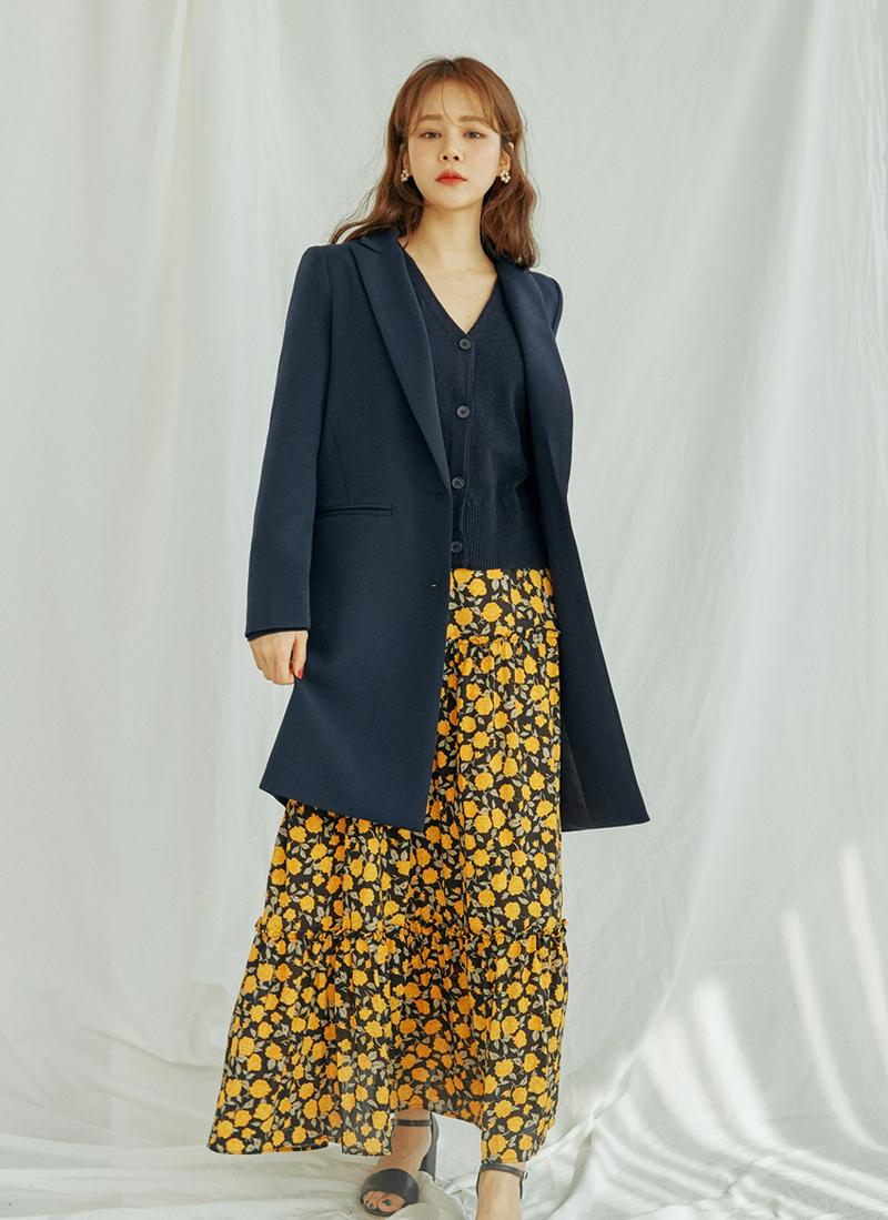 シンプルロングジャケット(ネイビー)