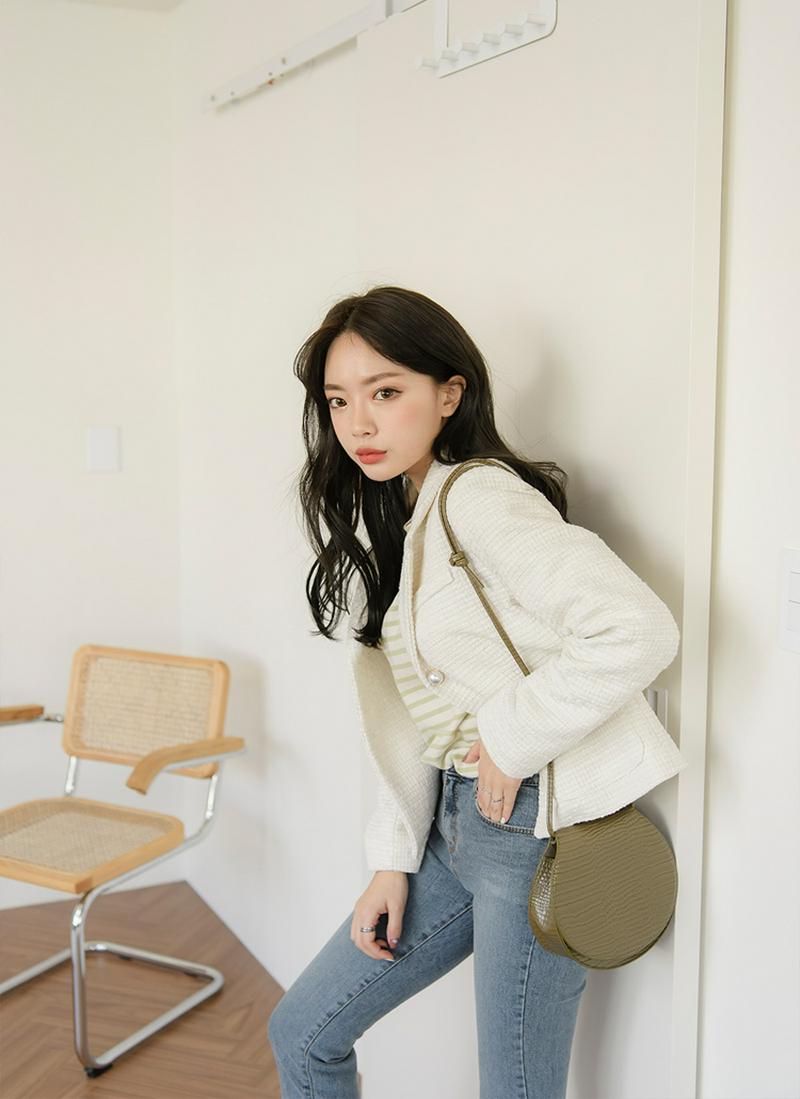 パール風ボタンツイードジャケット