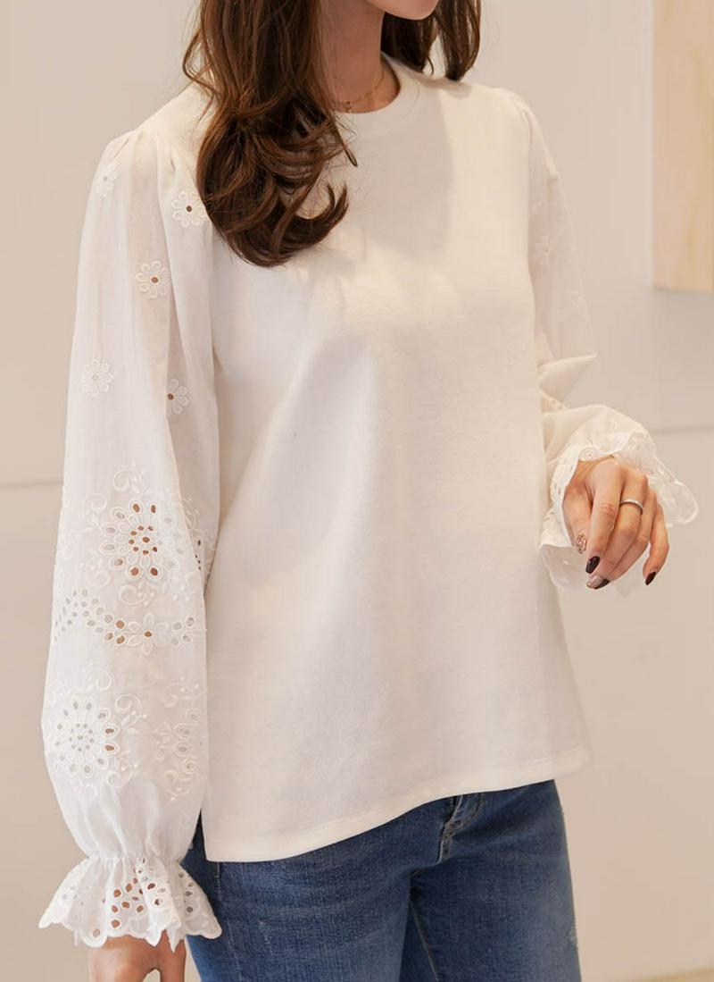 パンチングレーススリーブTシャツ