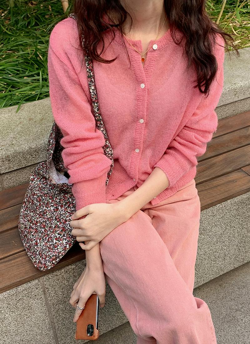 モヘア混シアーニットカーディガン