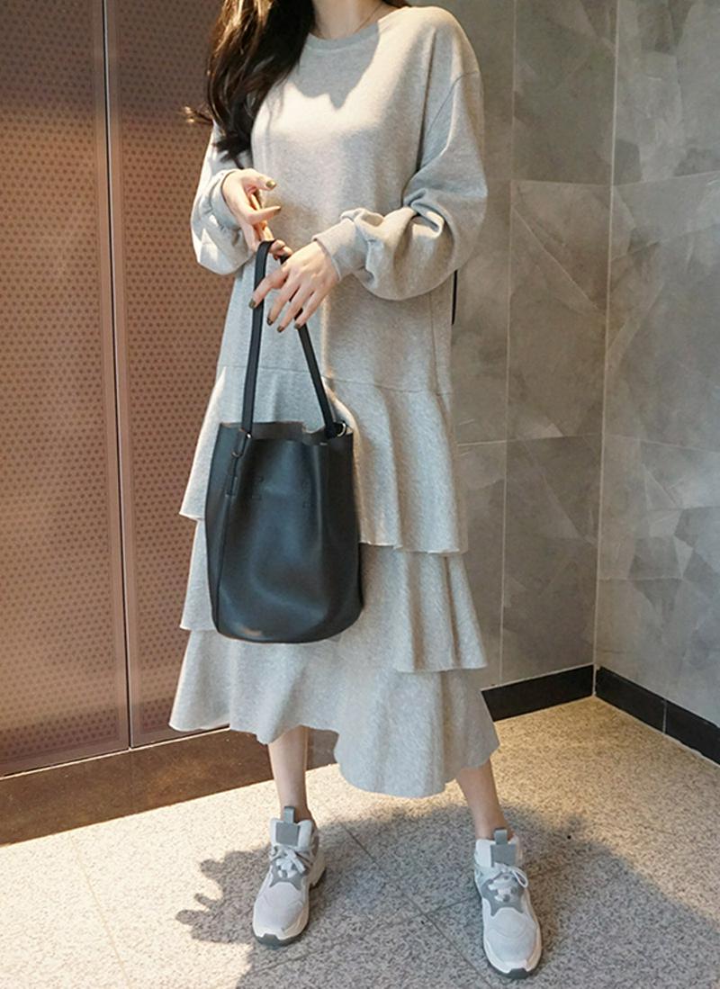 ティアードロングスウェットワンピース