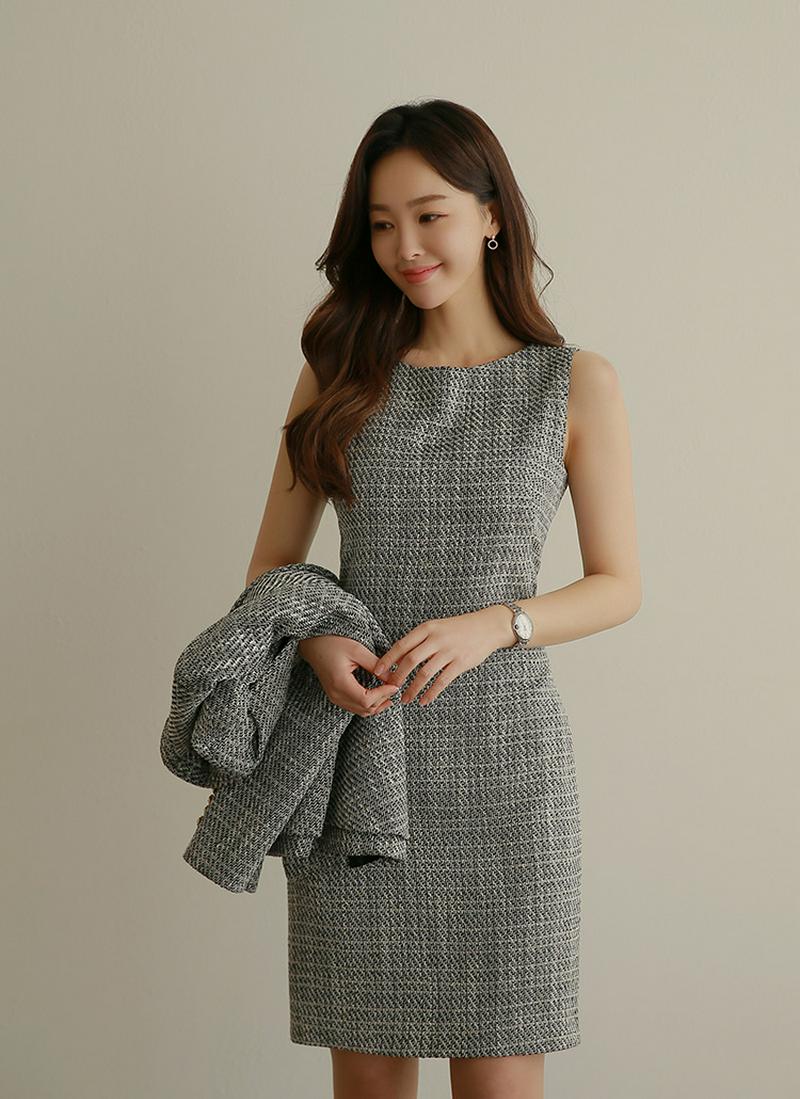 ツイードノースリーブワンピース