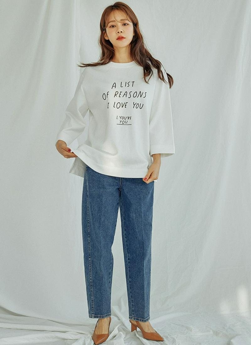 レタリングアシメヘムTシャツ