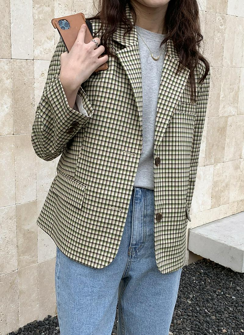 チェック柄シングルジャケット
