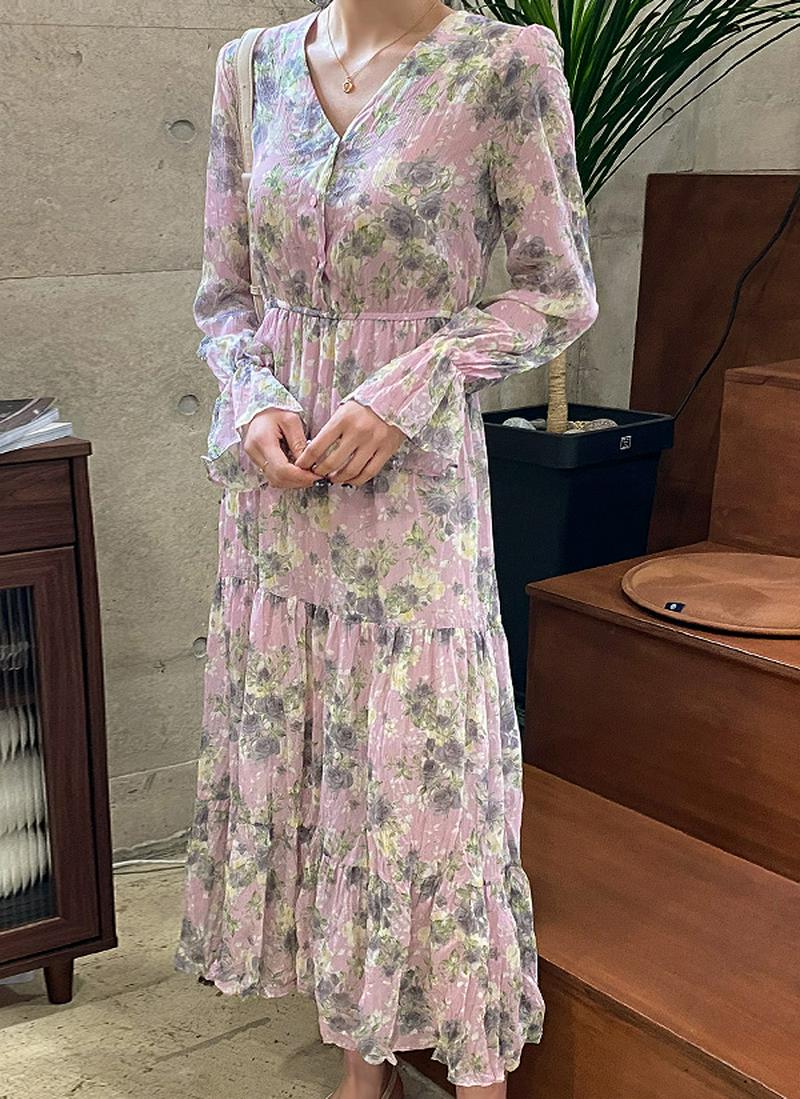 フラワーロングワンピース