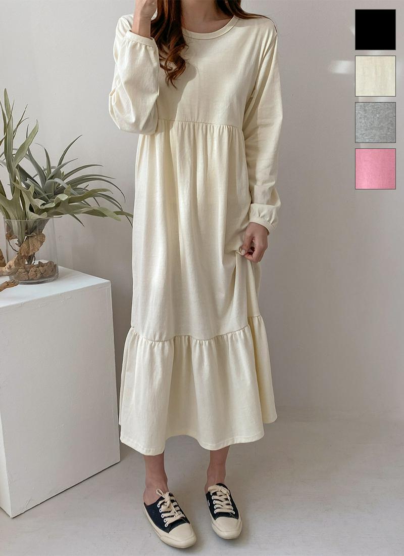 ギャザーディテールロングワンピース