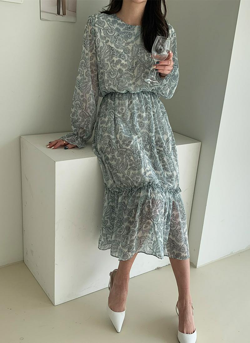 ストラップ付パターンワンピース