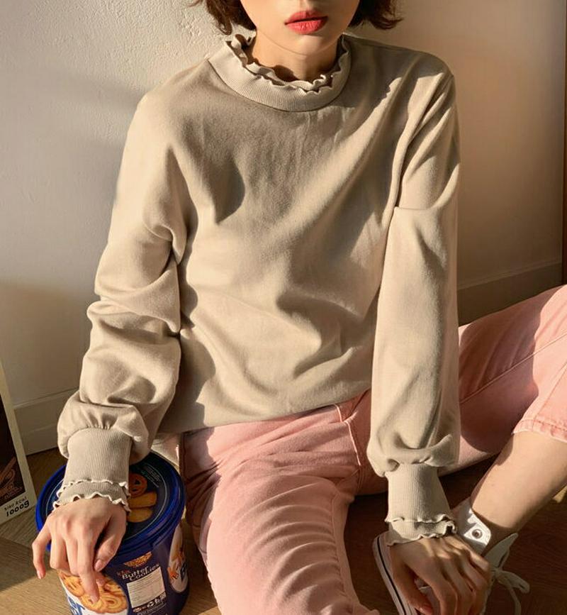 【只今10%OFF】ウェーブヘムスウェット・全4色・b54785 レディース 【tops】【トップス Tシャツ 無地 長袖 パフ