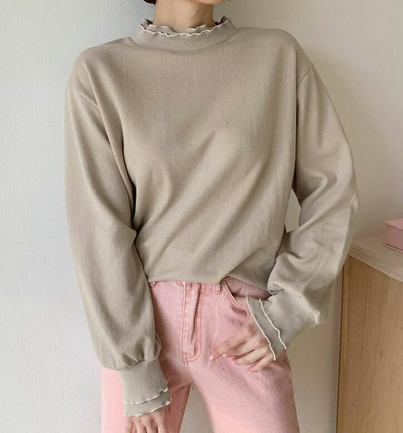 【只今10%OFF】ウェーブヘムスウェット・全4色・b54785 レディース 【tops】【トップス Tシャツ 無地 長袖 パフ
