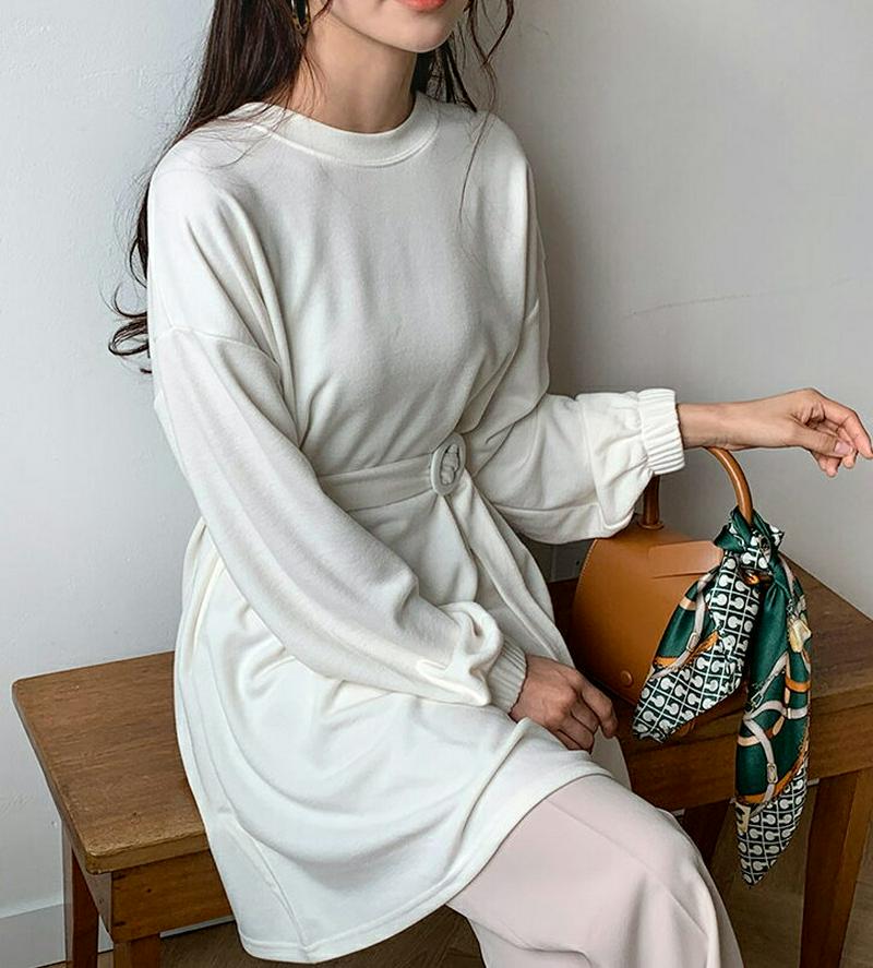 【只今10%OFF】ベルト付ロングTシャツ・全3色・t54791 レディース 【tops】【トップス Tシャツ ベルト付き ロン