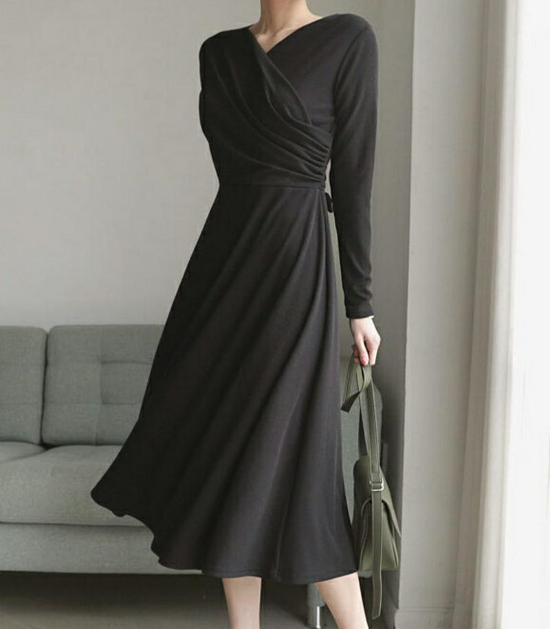 【只今10%OFF】カシュクールフレアワンピース・全3色・b54672 レディース 【ops】【ワンピース ロング ロング丈 ロ