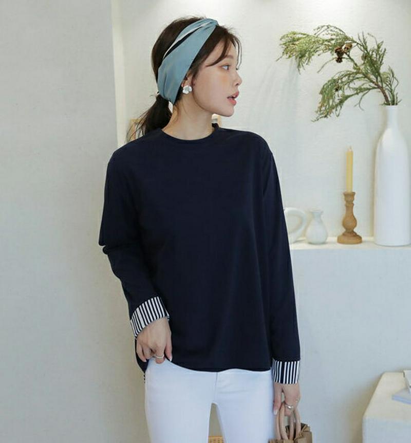 【只今10%OFF】バックスリットストライプTシャツ・全3色・b60906 レディース【tops】【トップス Tシャツ ストライ