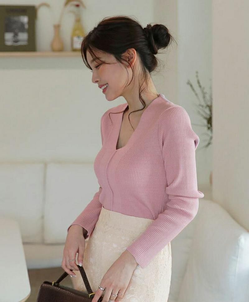 【只今10%OFF】Vネックスリムリブニット・全4色・t60908 レディース【tops】【トップス ニット ニットトップス 長