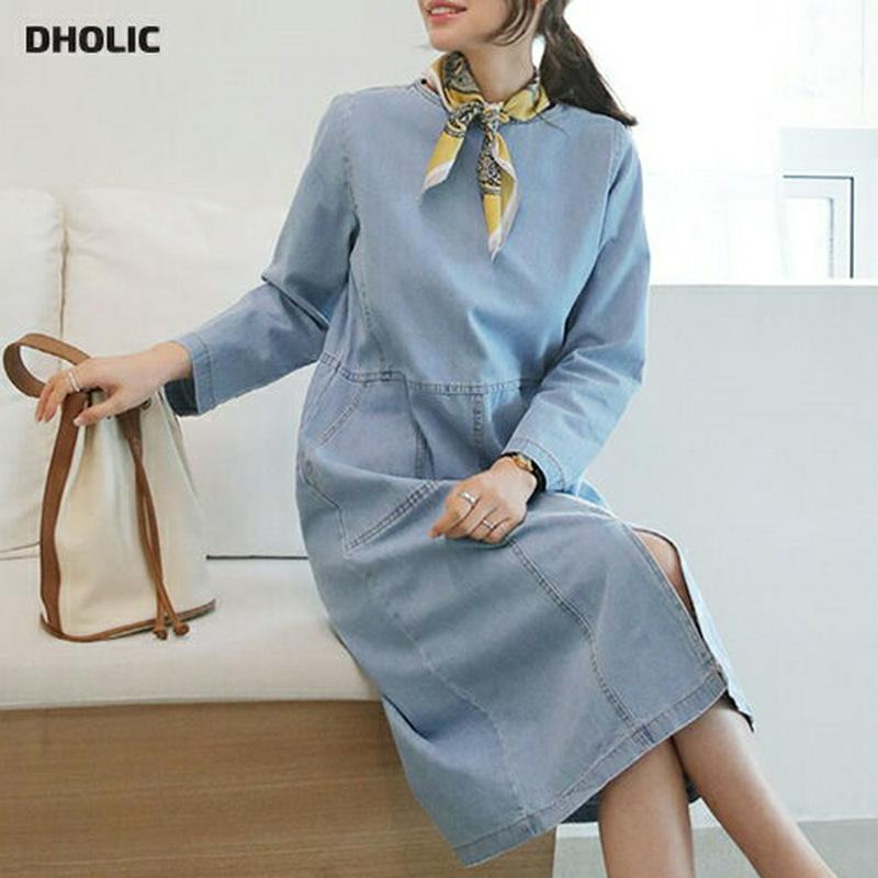 【只今10%OFF】ステッチデニムワンピース・全2色・b60911 レディース【ops】【ワンピース ミディ丈 ミディワンピース