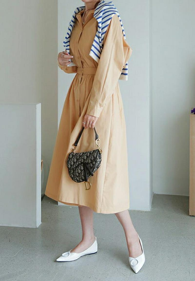 【只今10%OFF】フレアシャツワンピース・全3色・t60914 レディース【ops】【ワンピース ロングワンピース ロング ロ