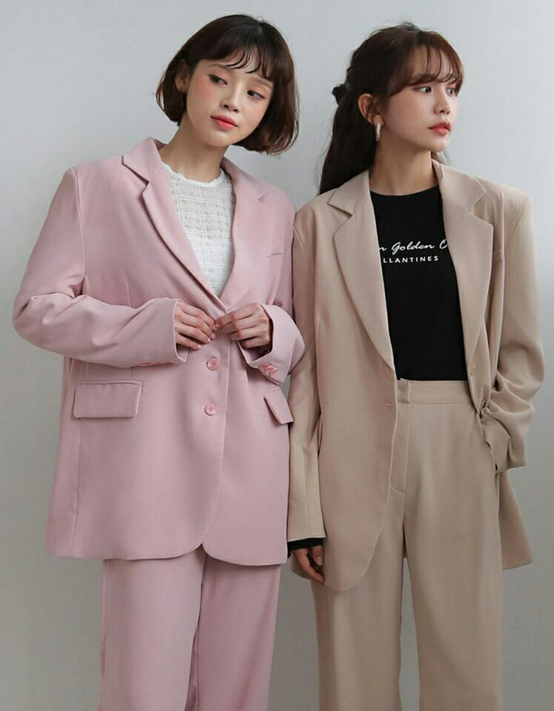 【只今10%OFF】【送料無料】スリーボタンジャケット&スリットワイドスラックスSET・全2色・t57700 レディース 【pt