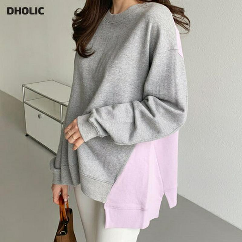 【只今10%OFF】サイド配色スウェット・全2色・b60859 レディース【tops】【トップス スウェット トレーナー 長袖 