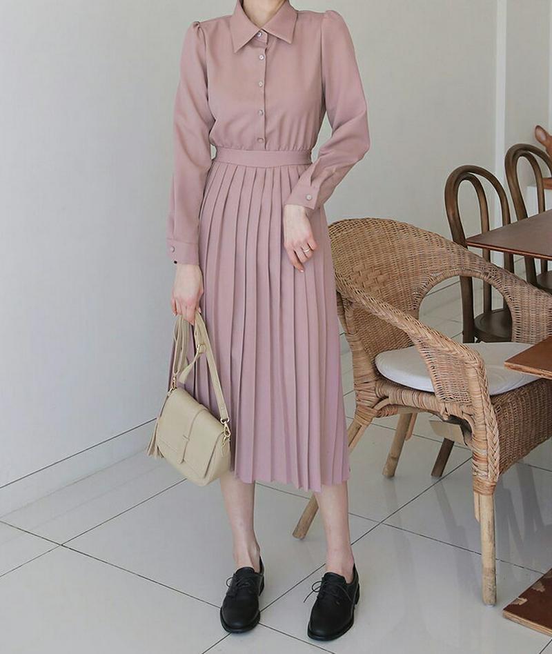 【只今10%OFF】リボンボタンカラーワンピース・全3色・t57678 レディース 【ops】【ワンピース ロング ロングワンピ