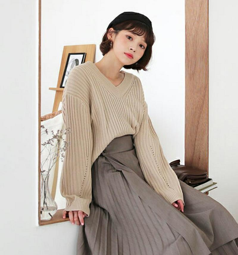 【只今10%OFF】バックリボンVネックニット・全7色・b57667 レディース 【tops】【ニット トップス セーター Vネ