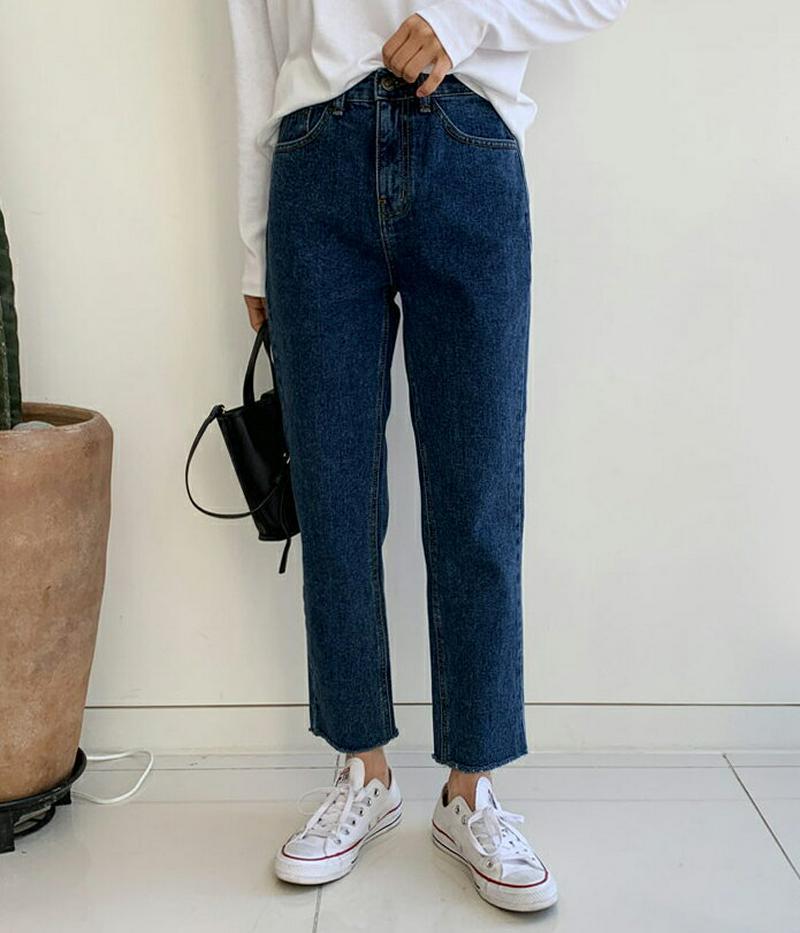 即日配送【只今30%OFF】≪人気商品再入荷≫ストレートカットパンツ・全4色・t57666 レディース 【pt】 韓国ファッション パンツ デニム カットオフ ストレート カジュアル ベーシック 無地 クロップド 秋 春 冬