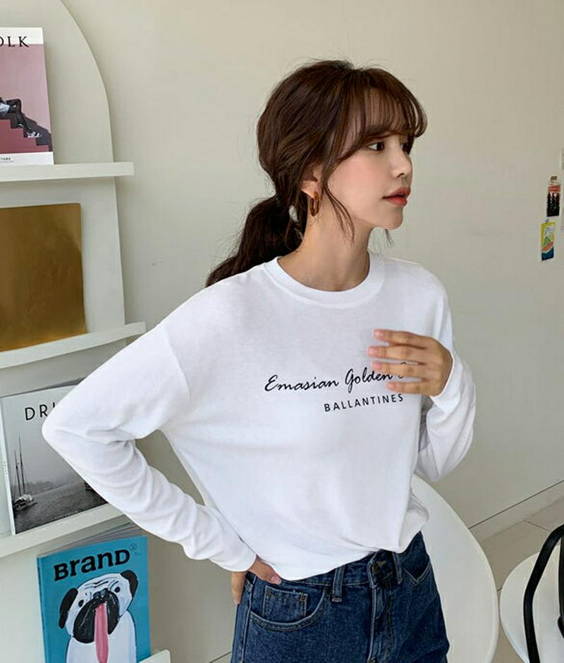 【只今10%OFF】レタリングTシャツ・全3色・t57665 レディース 【tops】【Tシャツ トップス 長袖 レタリング ゆ