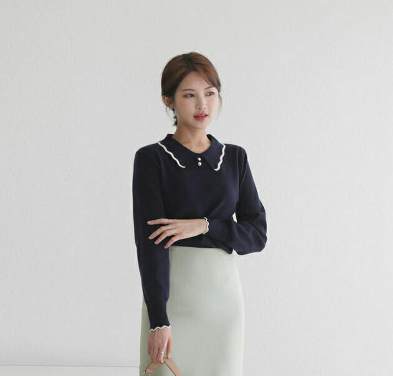 【只今10%OFF】パール配色カラーニット・全2色・b60865 レディース【tops】【トップス ニット ニットトップス 長袖