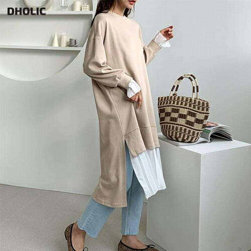 【只今10%OFF】プリーツコントラストワンピース・全3色・b57676 レディース 【ops】【ワンピース ロング丈 ロング 